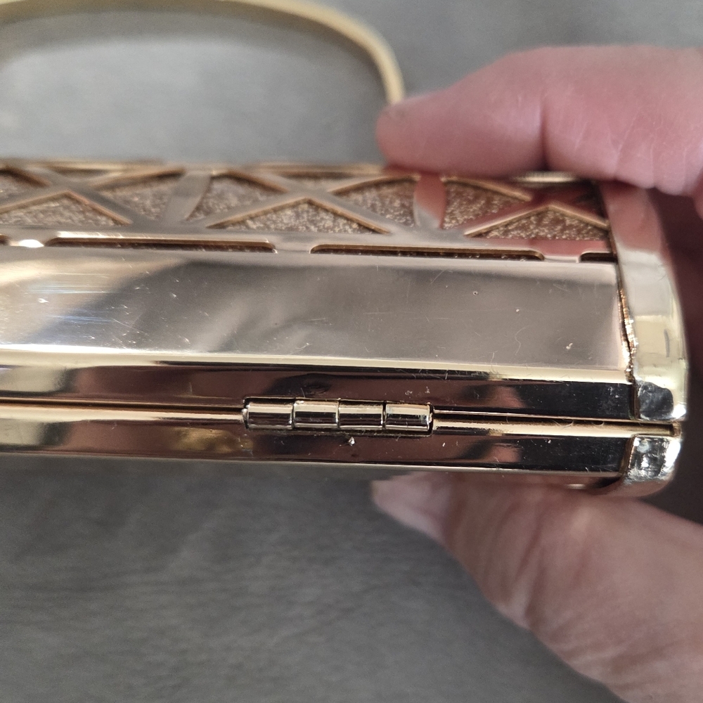 Gold Rhinestone Evening GLAM Clutch Bag Formal Party Wedding - Picture 14 of 14